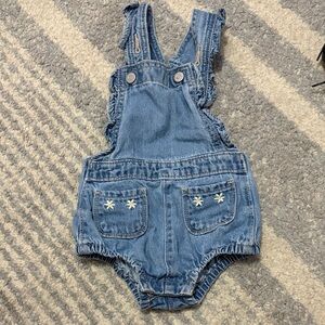 Old Navy Blue girl Overalls with flower pockets